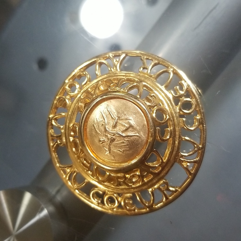 Vintage Couture Coin Style Brooch